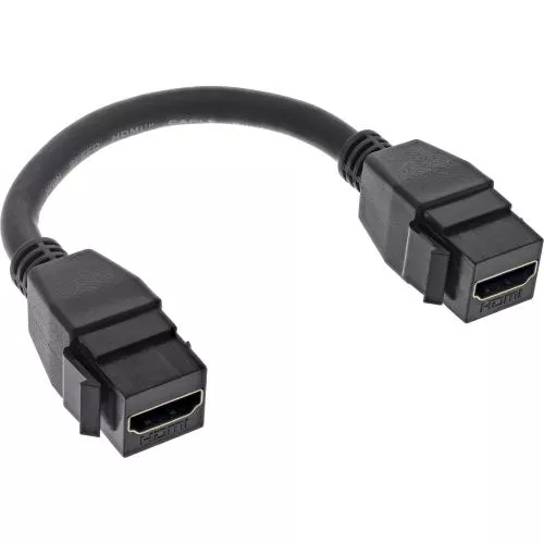 HDMI Keystone-Adapterkabel, 4K @ 30Hz, Buchse/Buchse, beidseitig Snap-In, 0,2 m, schwarz