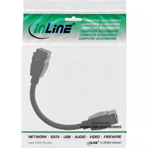 HDMI Keystone-Adapterkabel, 4K @ 30Hz, Buchse/Buchse, beidseitig Snap-In, 0,2 m, schwarz