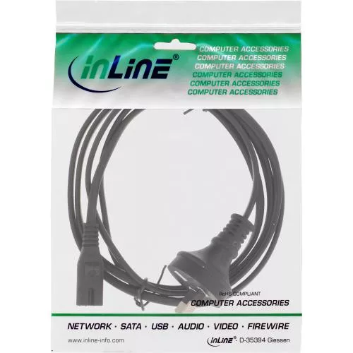 InLine® Netzkabel Netzstecker Australien/Argentinien auf Euro 8 C7 Stecker 1,8m