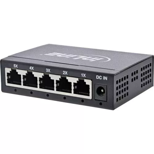 InLine® Gigabit Netzwerk Switch 5-Port 1GBit/s Desktop Metallgehäuse lüfterlos