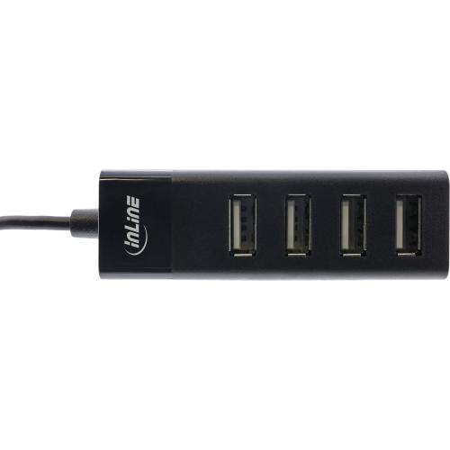 Preview: InLine® USB 2.0 Hub 4 Port schwarz Kabel 30cm