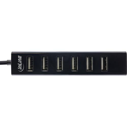 InLine® USB 2.0 Hub 7-Port schwarz mit 1m USB DC Kabel schwarz