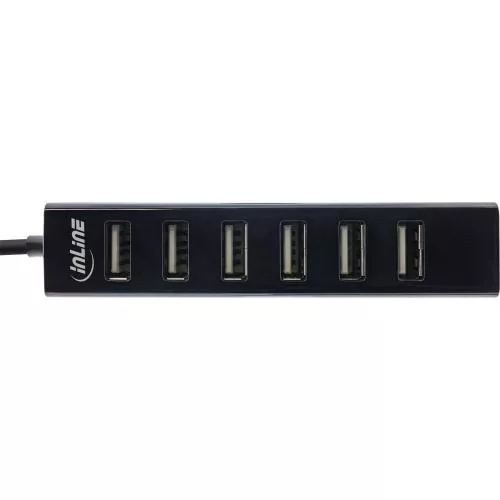 InLine® USB 2.0 Hub 7-Port schwarz mit 1m USB DC Kabel schwarz