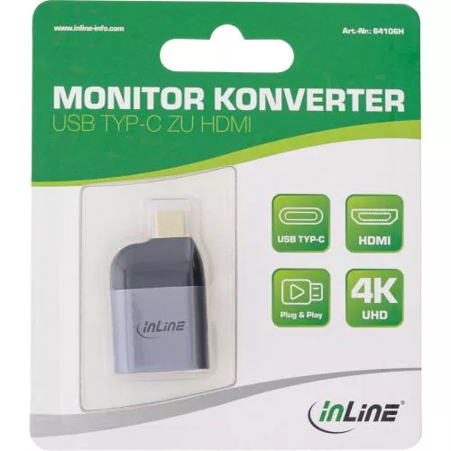 InLine® USB Display Konverter USB Typ-C Stecker zu HDMI Buchse (DP Alt Mode) 4K2K