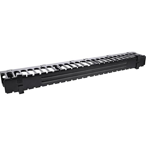 Preview: 19" Kabel-Rangierpanel – 1HE, RAL 9005, schwarz