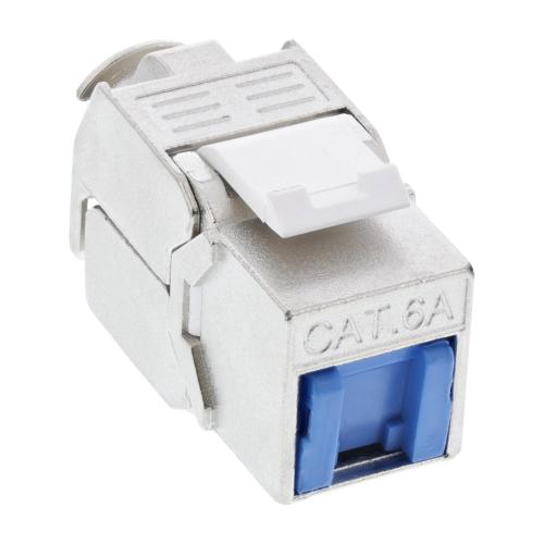 InLine® Keystone RJ45 Buchse LSA Einsatz SNAP-In Cat.6a mit Staubschutz blau