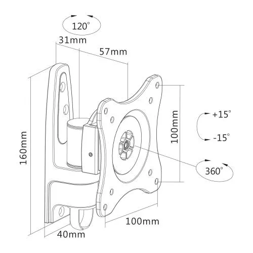 InLine® Wandhalterung für TFT bis 68cm (27") max. 15kg
