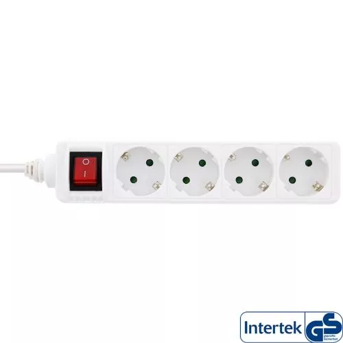 InLine® Steckdosenleiste 4-fach Schutzkontakt mit Schalter 3m weiß