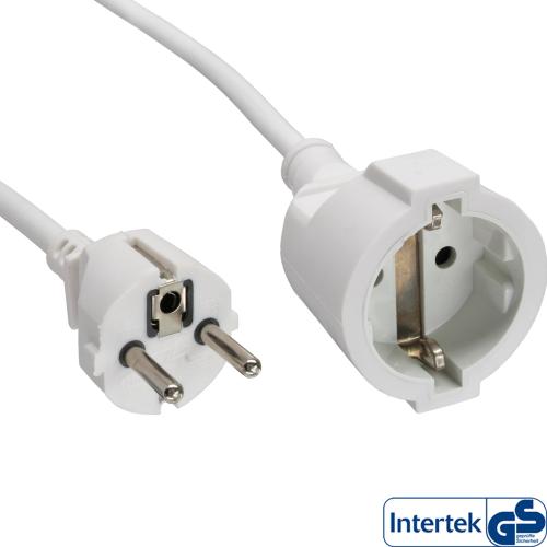 InLine® Strom Verlängerung Schutzkontakt Stecker / Buchse weiß 1,5m