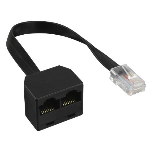 Preview: InLine® ISDN Verteiler 1x RJ45 St an 2x RJ45 Bu (8P8C) mit 15cm Kabel ohne Endwiderstände