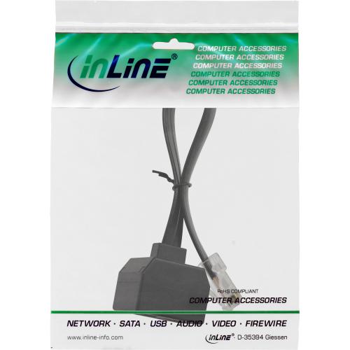 InLine® ISDN Verteiler 1x RJ45 St an 2x RJ45 Bu (8P8C) mit 15cm Kabel ohne Endwiderstände