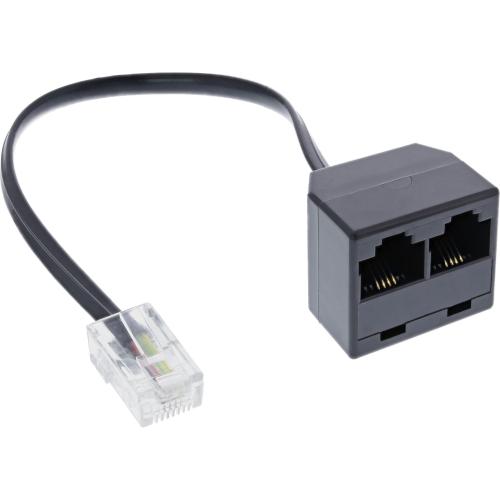 Preview: InLine® ISDN Verteiler 1x RJ45 St an 2x RJ45 Bu (8P4C) mit 15cm Kabel ohne Endwiderstände