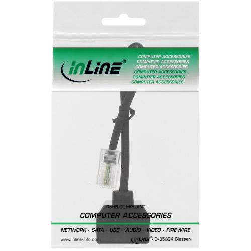 InLine® ISDN Verteiler 1x RJ45 St an 2x RJ45 Bu (8P4C) mit 15cm Kabel ohne Endwiderstände