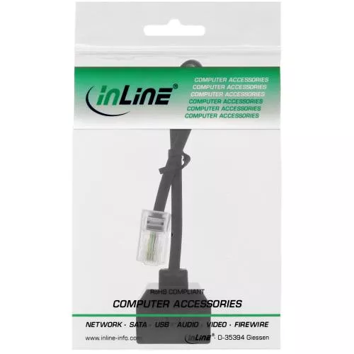 InLine® ISDN Verteiler 1x RJ45 St an 2x RJ45 Bu (8P4C) mit 15cm Kabel ohne Endwiderstände