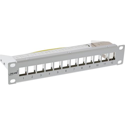 InLine® 10" Patchpanel Leerblech 12-fach für Keystone Module 1HE RAL 7035 grau