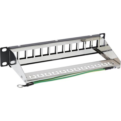 Preview: Patchpanel Leerblech – 12-fach, 10" (25,4 cm), 1HE, schwarz (RAL 9005), für Keystone Snap-In Module