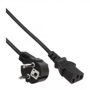 45er Bulk-Pack InLine® Netzkabel Schutzkontakt gewinkelt auf Kaltgerätestecker C13 1m