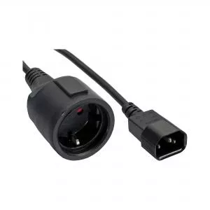 30er Bulk-Pack InLine® Netz Adapter Kabel Kaltgeräte C14 auf Schutzkontakt Buchse für USV 1m