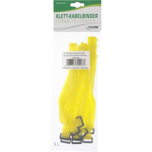 Preview: Klettschlaufen 300 x 20 mm – Gelb, wiederverwendbar, 10 Stück