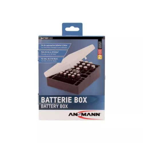 ANSMANN 1900-0041 Aufbewahrungsbox für bis zu 24x Mignon AA, 16x Micro AAA und 4x 9V E-Block