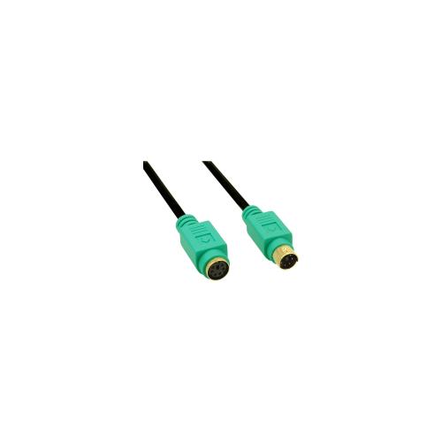 Preview: InLine® PS/2 Verlängerung Stecker / Buchse PC99 Kabel schwarz Stecker grün Kontakte gold 2m