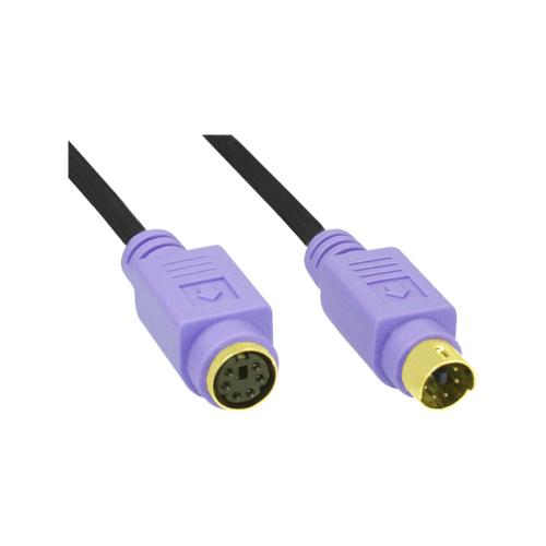 InLine® PS/2 Verlängerung Stecker / Buchse PC99 Kabel schwarz Stecker violett Kontakte gold 2m