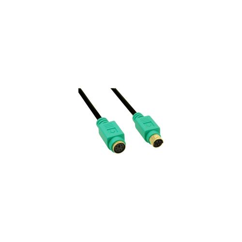 InLine® PS/2 Verlängerung Stecker / Buchse PC99 Kabel schwarz Stecker grün Kontakte gold 3m