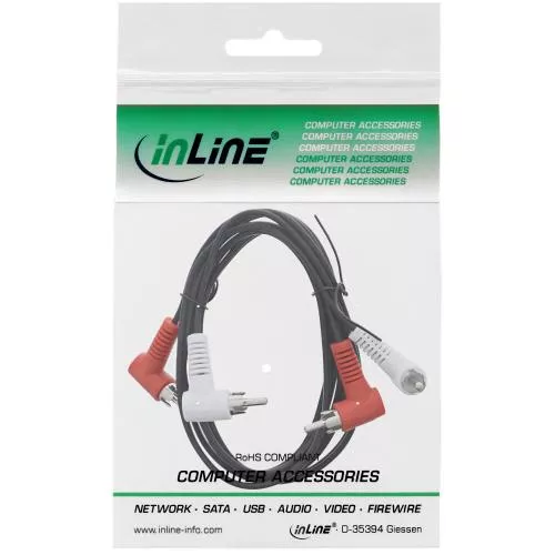 InLine® Cinch Kabel 2x Cinch Stecker / Stecker gewinkelt 1,2m