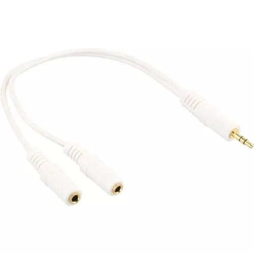 InLine® Klinken Y-Kabel 3,5mm Klinke Stecker an 2x 3,5mm Klinke Buchse Stereo weiß/vergoldet
