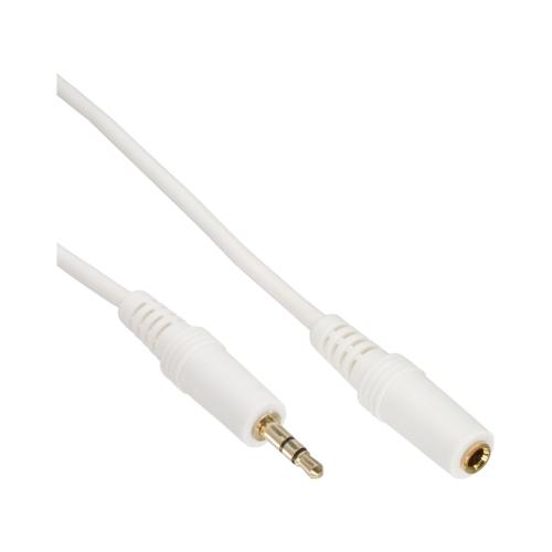 InLine® Klinke Verlängerung 3,5mm Klinke Stecker / Buchse Stereo weiß / gold