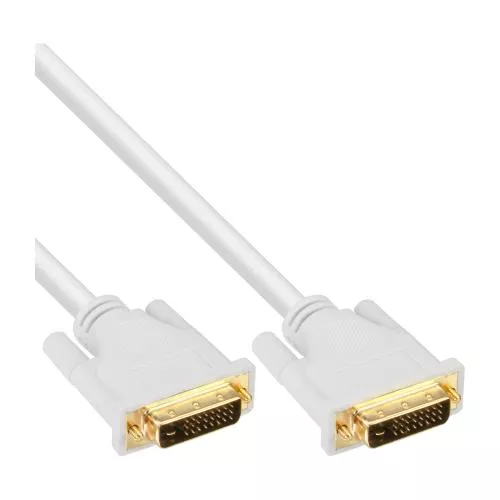 InLine® DVI-D Kabel digital 24+1 Stecker / Stecker Dual Link weiß / gold