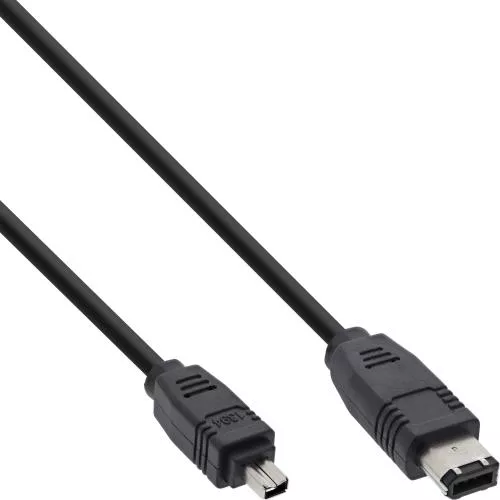 InLine® FireWire Kabel IEEE1394 4pol Stecker zu 6pol Stecker schwarz 1,8m