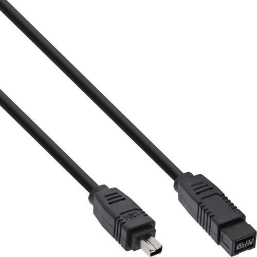 InLine® FireWire Kabel IEEE1394 4pol Stecker zu 9pol Stecker schwarz 1,8m