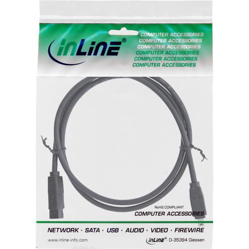 InLine® FireWire Kabel IEEE1394 4pol Stecker zu 9pol Stecker schwarz 1,8m