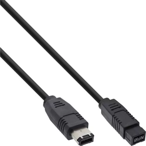 InLine® FireWire Kabel IEEE1394 6pol Stecker zu 9pol Stecker schwarz