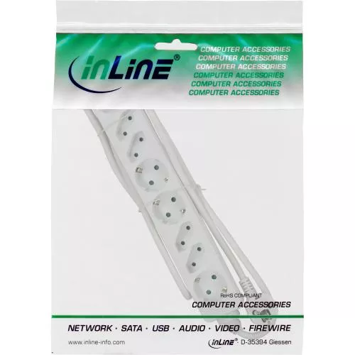 InLine® Steckdosenleiste 8-fach 4x Schutzkontakt + 4x Euro 1,5m weiß