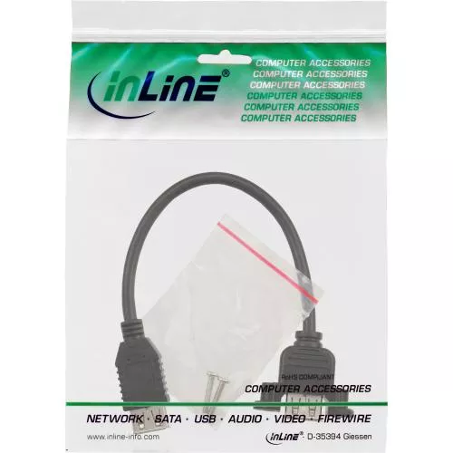 InLine® USB 2.0 Adapterkabel Buchse A auf Einbaubuchse A 0,2m