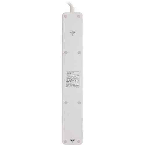 InLine® Steckdosenleiste 5-fach Schutzkontakt Überspannungsschutz und QuickCharge USB mit Schalter 1,5m, weiß
