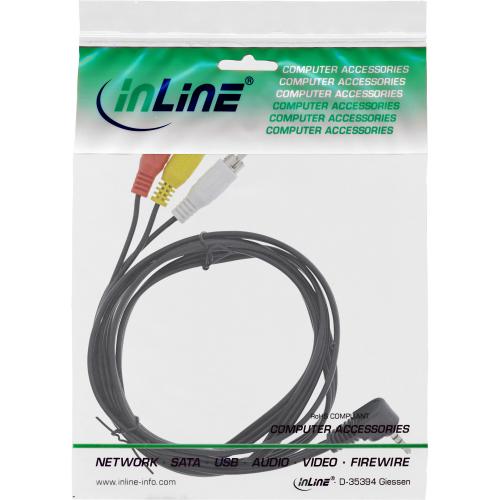 Preview: InLine® Audio/Video Kabel 3,5mm 4pol Stecker auf 3x Cinch für Digitalkamcorder 1,5m