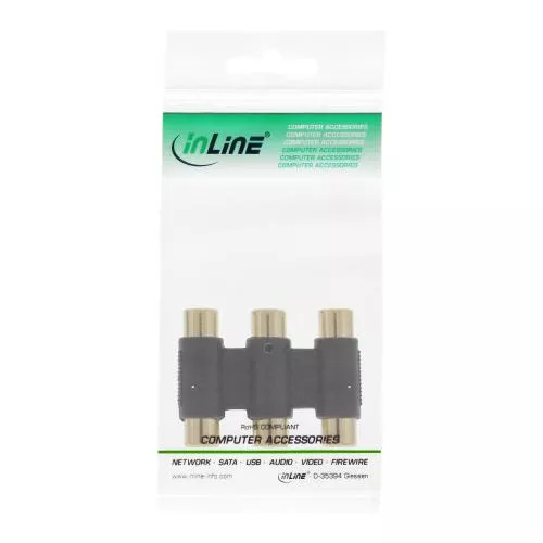 InLine® Audio/Video Adapter 3x Cinch Buchse auf 3x Cinch Buchse vergoldet