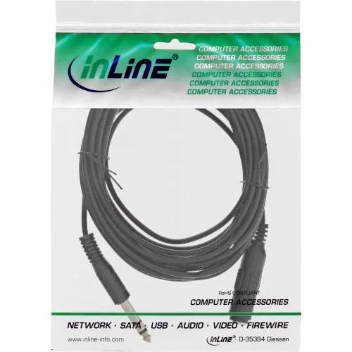 InLine® Klinke Verlängerung 6,3mm Klinke Stecker / Buchse Stereo 5m