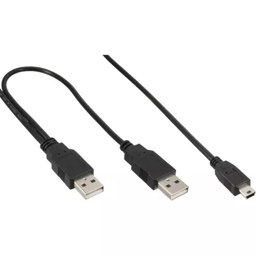 InLine® USB Mini-Y-Kabel 2x Stecker A an Mini-B Stecker (5pol.)
