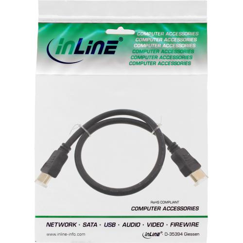 InLine® HDMI Kabel HDMI-High Speed mit Ethernet Premium, Stecker / Stecker schwarz / gold 2,5m