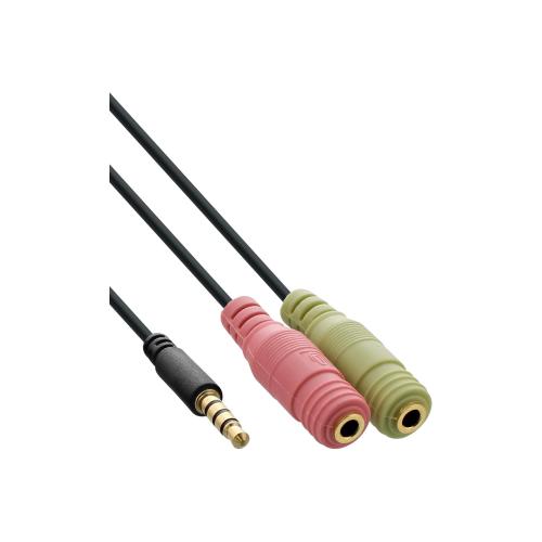 InLine® Audio Headset Adapterkabel 3,5mm Klinke Stecker 4pol. an 2x 3,5mm Klinke Buchse 2m