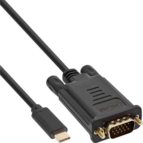 InLine® USB Display Kabel USB Typ-C Stecker zu VGA Stecker (DP Alt Mode) schwarz