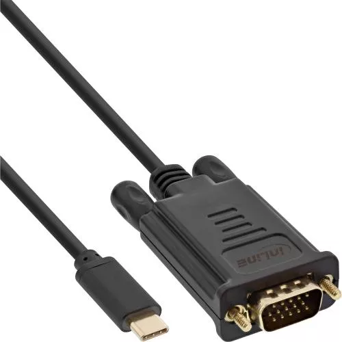 InLine® USB Display Kabel USB Typ-C Stecker zu VGA Stecker (DP Alt Mode) schwarz