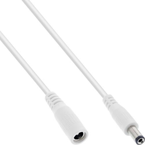 InLine® DC Verlängerungskabel DC Stecker/Buchse 5,5x2,1mm AWG 24 weiß