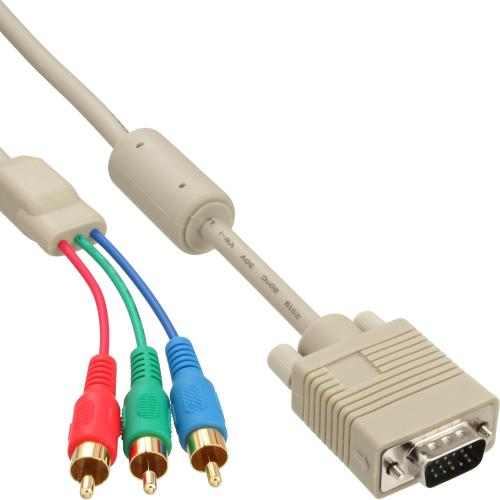 InLine® VGA RGB Kabel VGA Stecker an 3x Cinch Stecker 2m