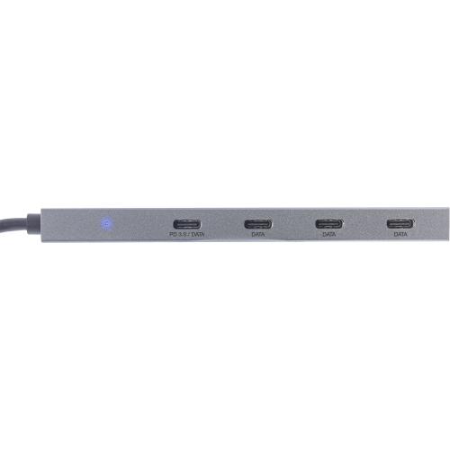 InLine® USB 3.2 Gen.2 Hub USB Typ-C zu 4 Port Typ-C (1 Port power through bis 100W) OTG Aluminiumgehäuse grau ohne Netzteil