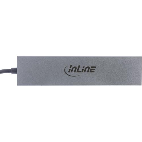 InLine® USB 3.2 Gen.2 Hub USB Typ-C zu 4 Port Typ-C (1 Port power through bis 100W) OTG Aluminiumgehäuse grau ohne Netzteil